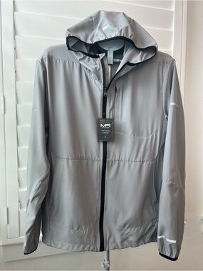 Athletic Hooded Windbreaker Jacket - Gray